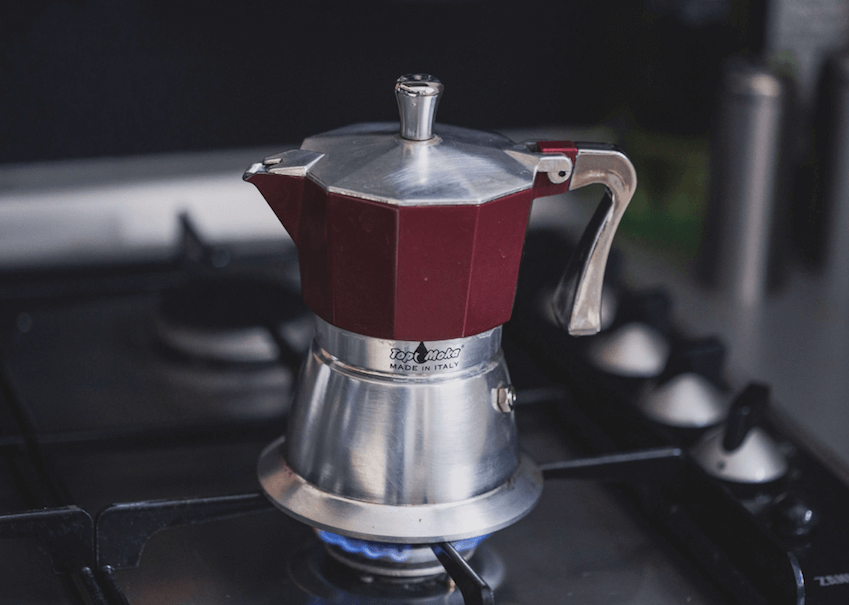 Place the Moka pot on Stovetop Place the Moka pot on Stovetop