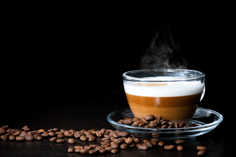Hot Cappuccino in a Glass Cup Hot Cappuccino in a Glass Cup